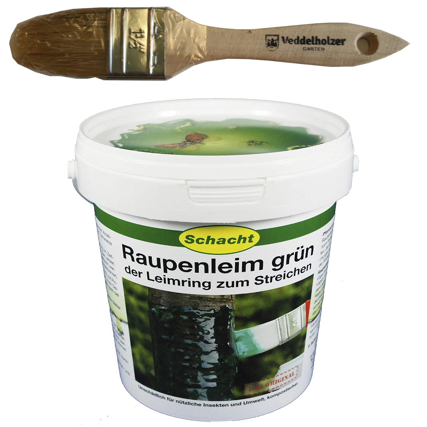 Schacht Klebefalle Raupenleim 1kg Eimer Baumschutz Insektenleim mit Pinsel, Raupenleim mit Pinsel Baum schonend