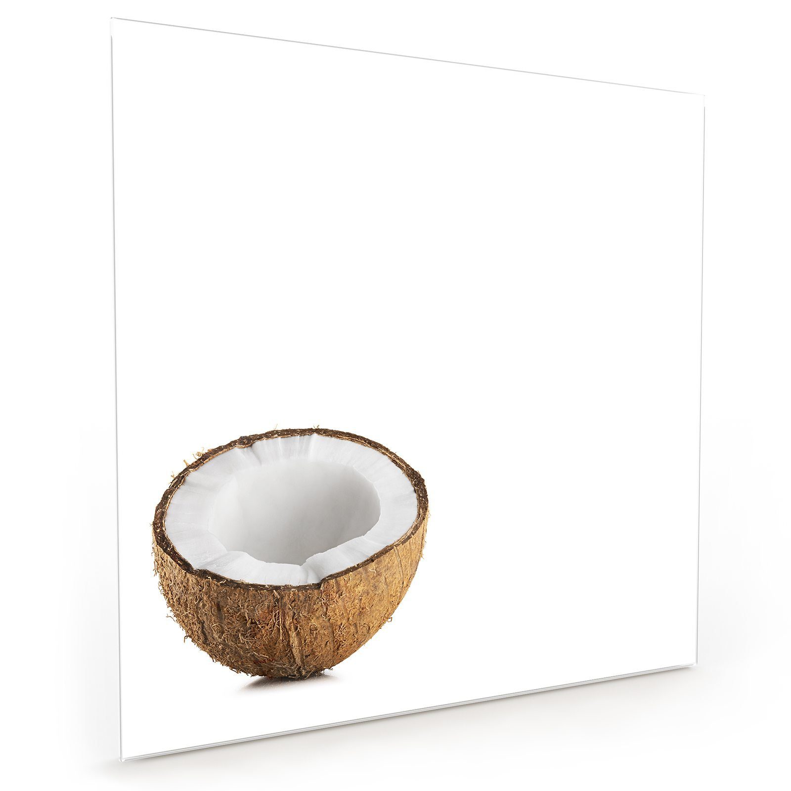 Primedeco Küchenrückwand Küchenrückwand Spritzschutz Glas mit Motiv Halbe Kokosnuss