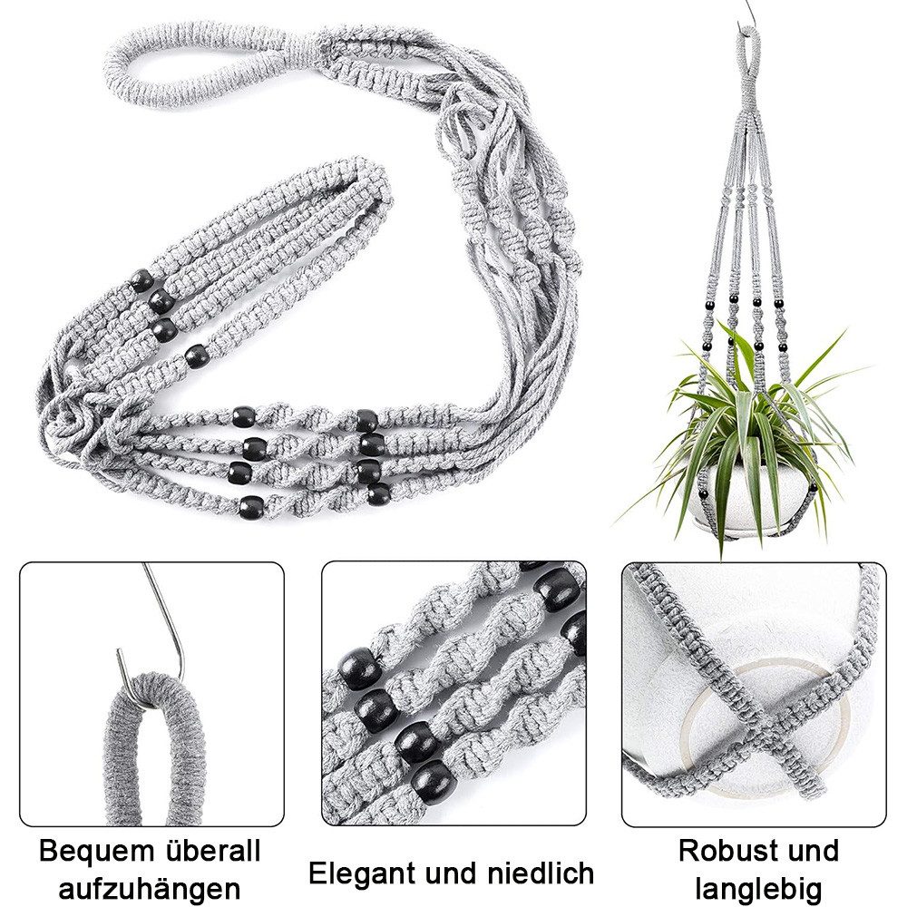 TUWENA Blumenampel 2-teiliges Pflanzenregal mit 4 Haken, gewebter Blumenampel
