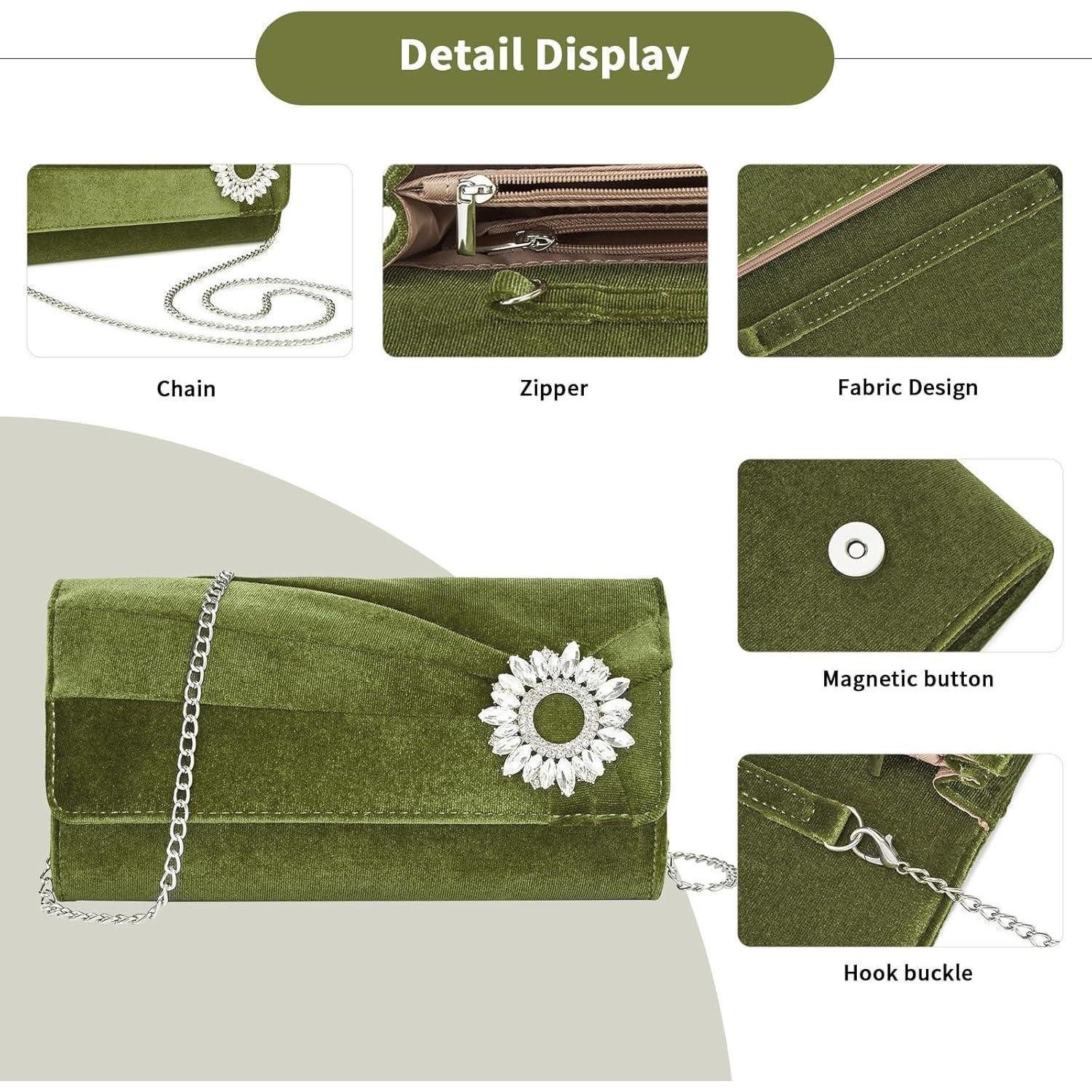 LuxusKollektion Clutch Clutch Damen Wildlederoptik Leichtgewicht Umhängetasche Grün-1