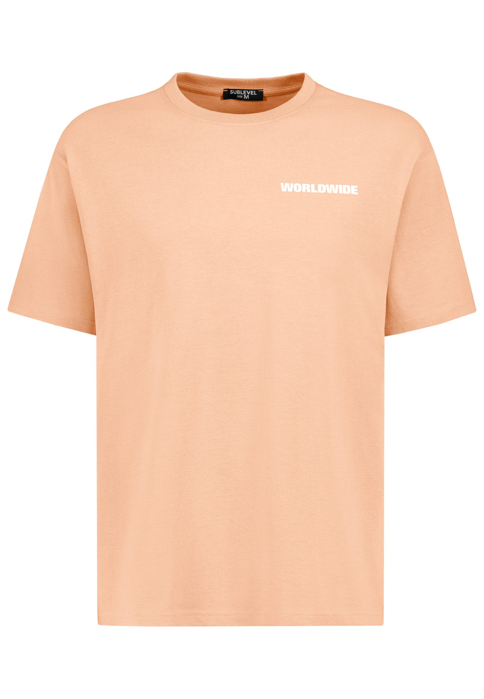 SUBLEVEL T-Shirt Baumwollshirt Worldwide Print Relaxed Fit T-Shirt, Front- und Backprint, Worldwide