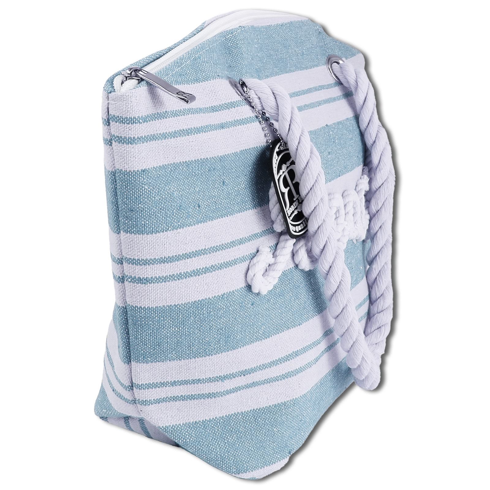 Robin Ruth Strandtasche Robin Ruth Strandtasche Baumwolle (Strandtasche), Strandtasche Baumwolle, Polyester, hellblau, beige ca. 20cm hoch