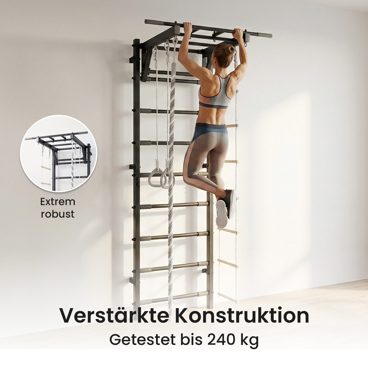 Jeflex Sprossenwand Verstärkte Sprossenwand ClimbMaxx M8 - SCHWARZ