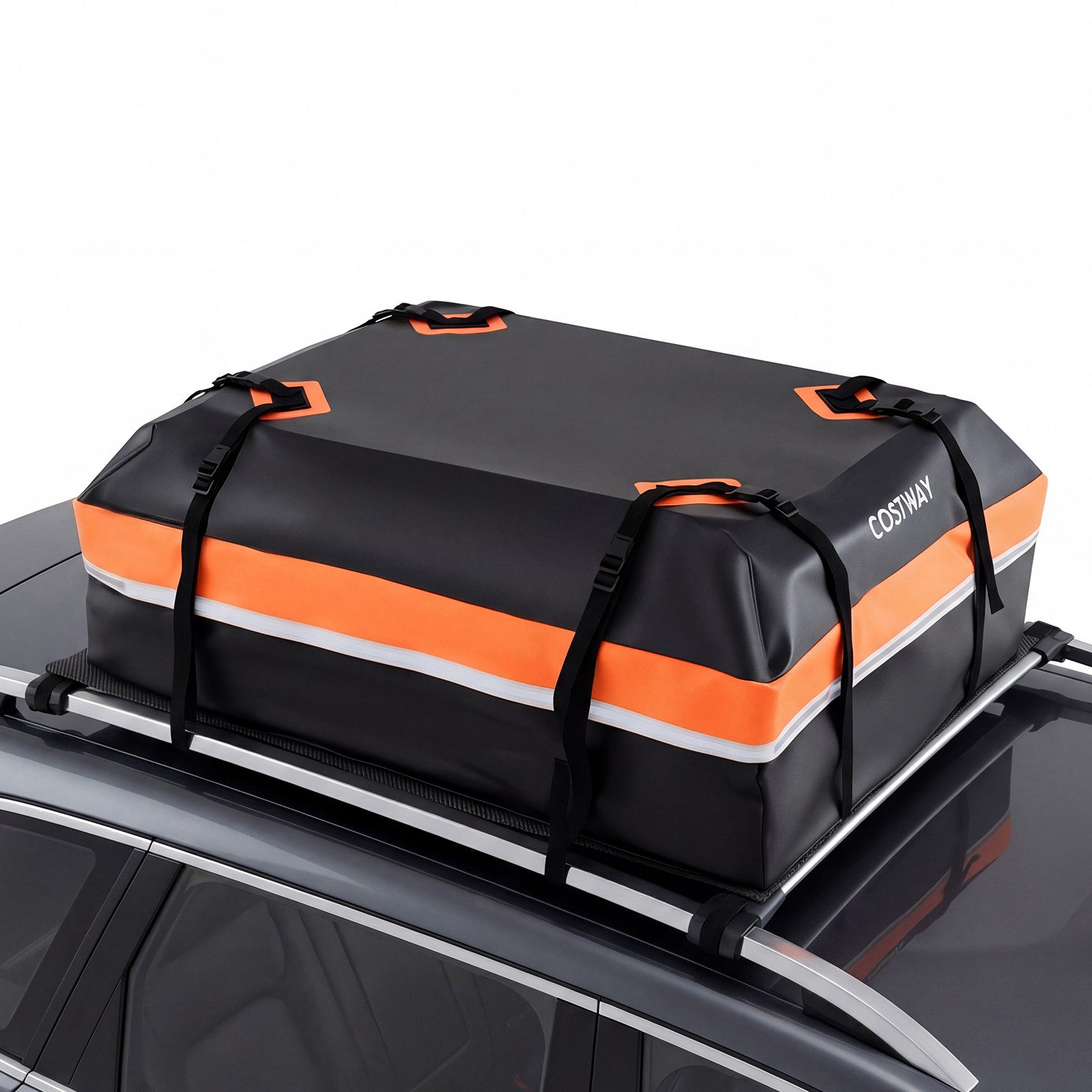 COSTWAY Dachbox, 450L, wasserdicht, tragbar, mit 6 Türhaken & Schloss