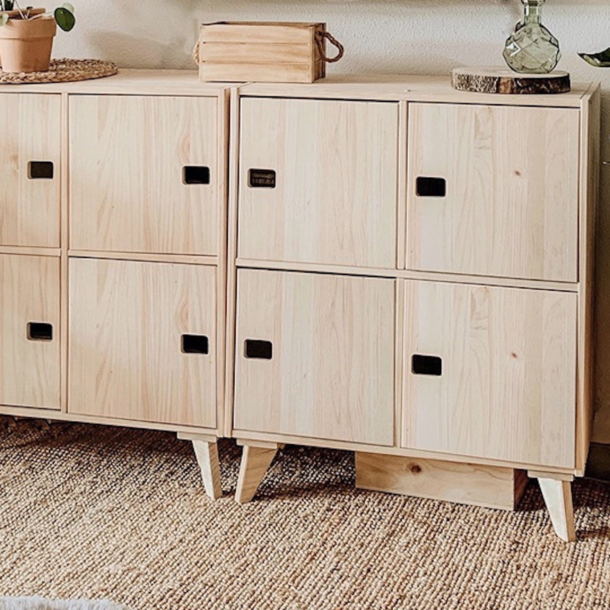 Astigarraga Kit Line Standregal Dinamic Regal-Set "Raumwunder"; Würfelregal; Vollholz, 8-tlg., mit 8 Fächern auf zwei Regale aufgeteilt