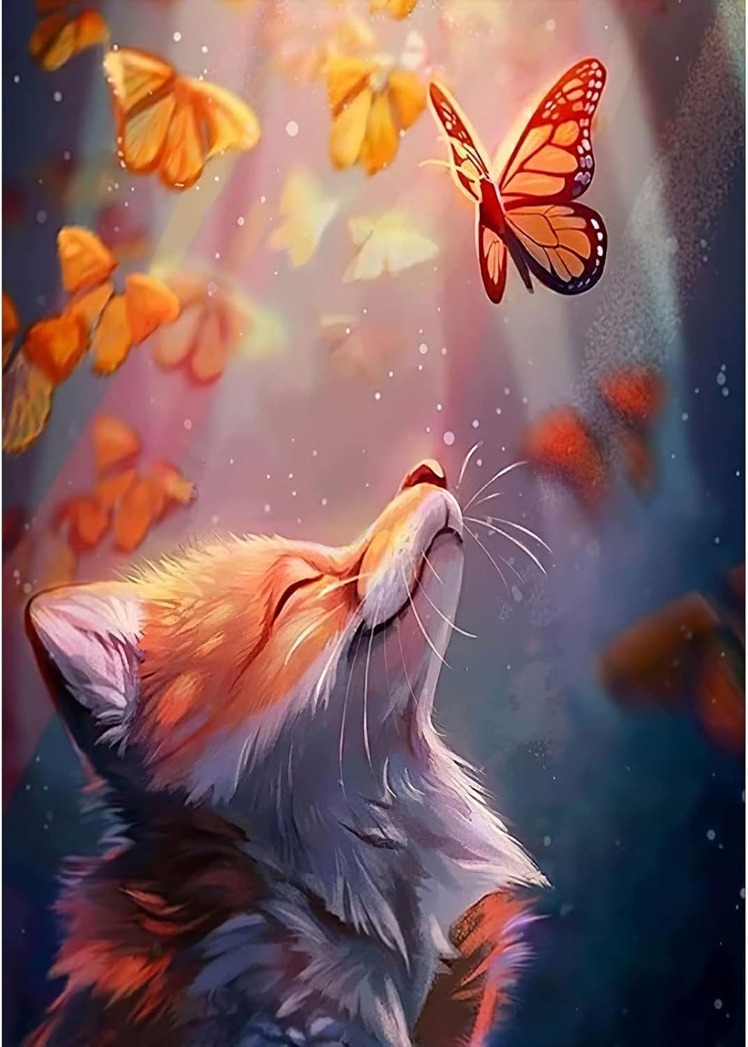 KAYLJIE Malen nach Zahlen Diamond Painting Bild 30x40cm 5D Fuchs mit Schmetterling (Komplettset für 5D Diamond Painting inklusive Leinwand, Diamanten und Werkzeugen, Diamond Painting Set mit Zubehör für DIY-Kreativität und Entspannung), 5D Diamond Paintin