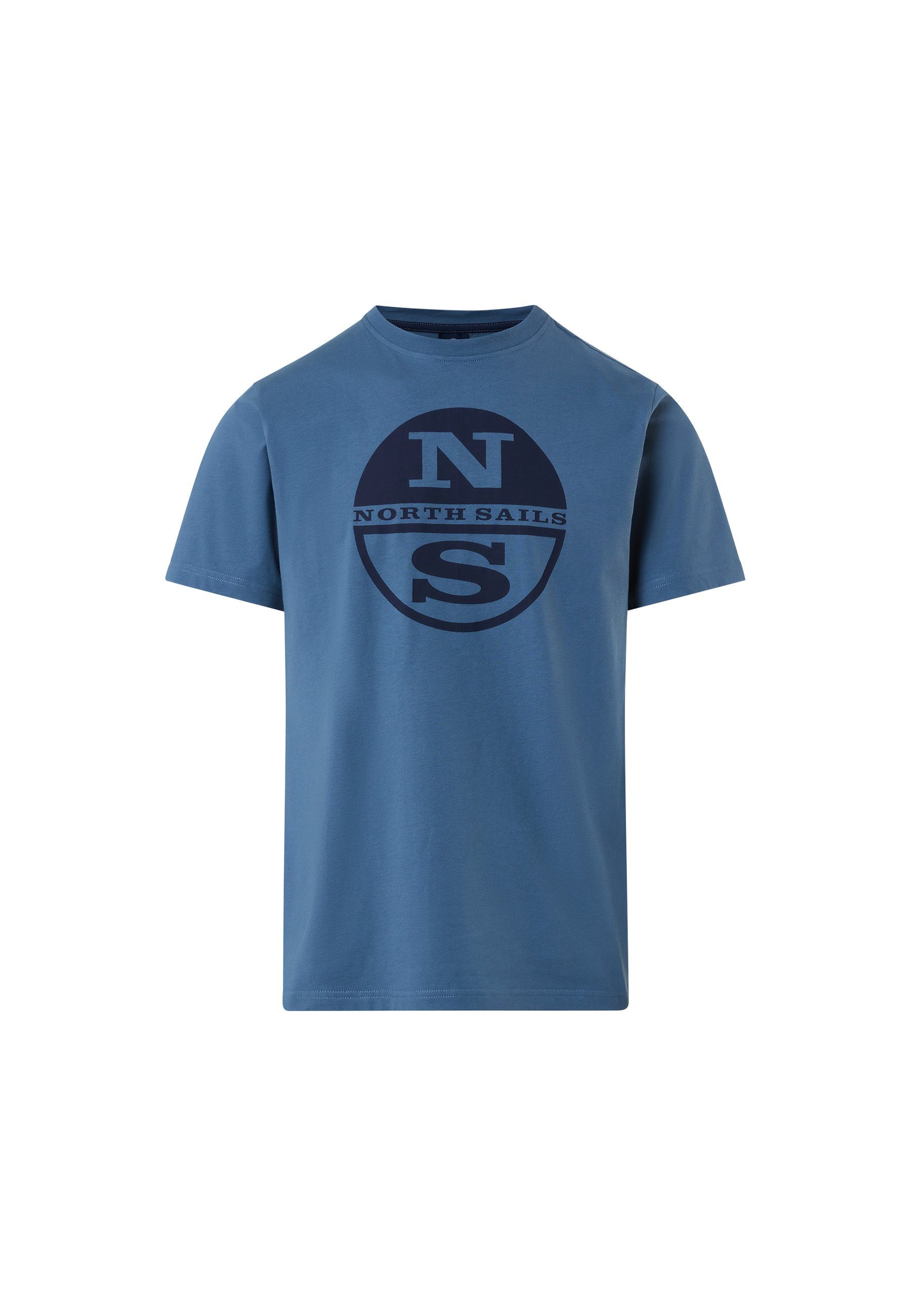 T-Shirt klassischem Sails T-Shirt North Design Logo-Druck blau mit mit