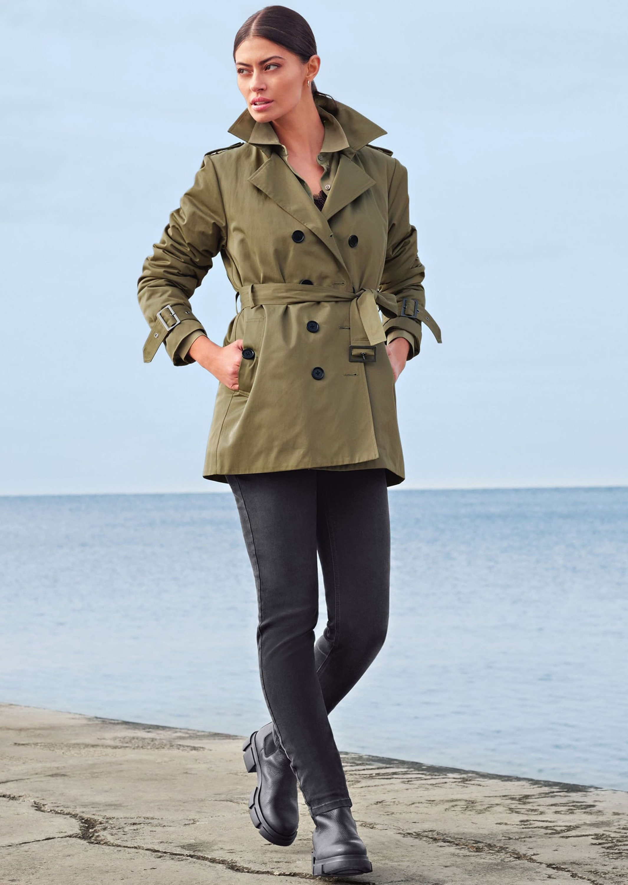 MADELEINE Trenchcoat Zweireihige Trench-Jacke mit Steppfutter