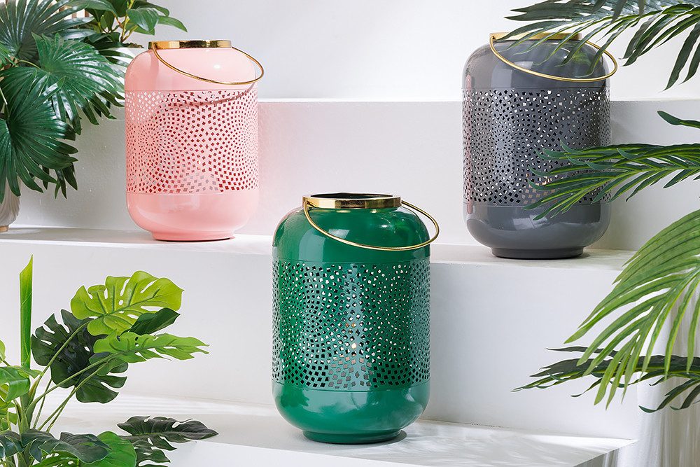 riess-ambiente Windlicht CANDLELIGHT 30cm grau / gold (Einzelartikel, 1 St), orientalischer Teelichthalter · Metall · Deko-Laterne · Design