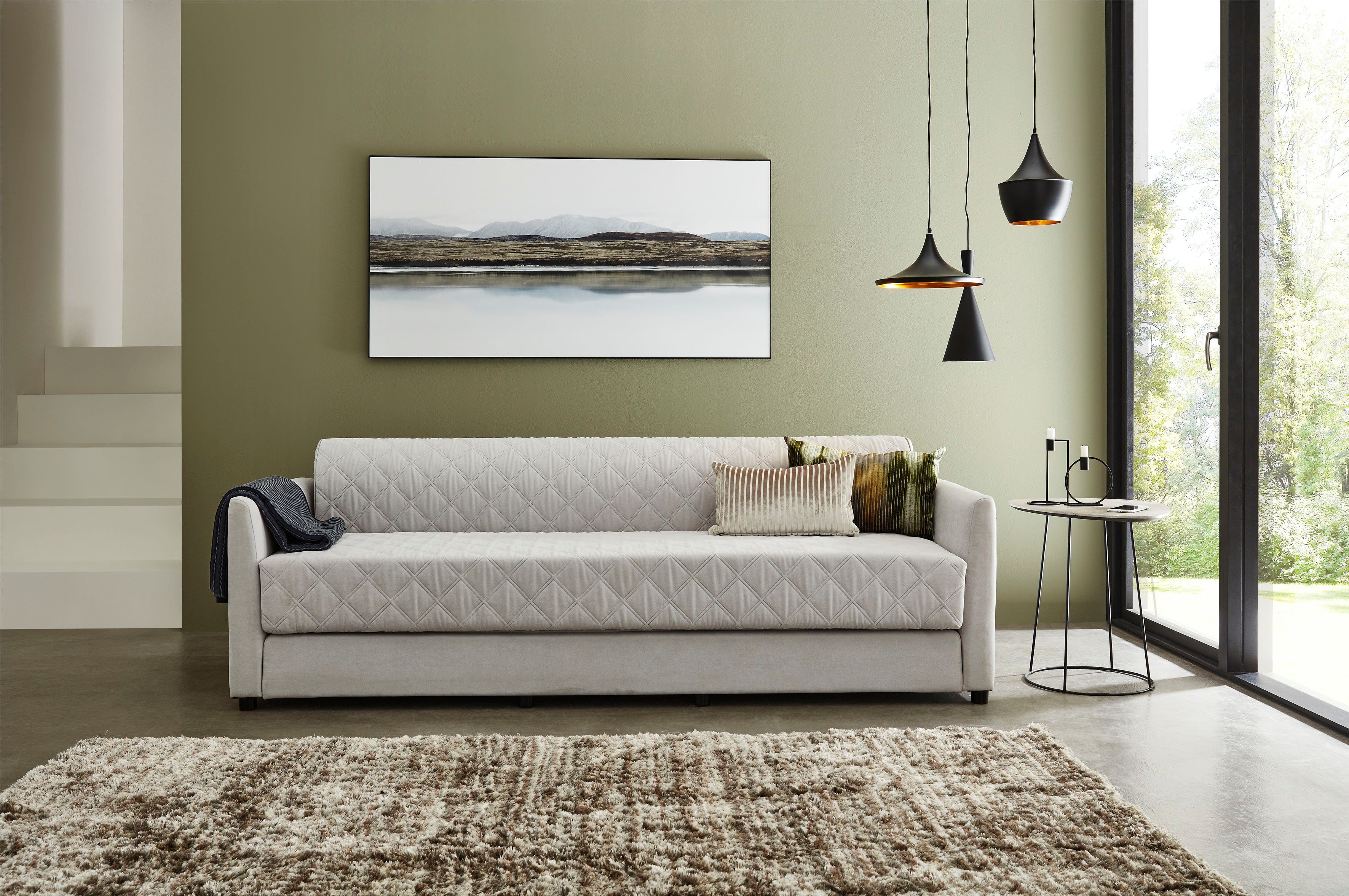 ATLANTIC home collection Schlafsofa Ken, mit Bettfunktion, inklusive Topper mit abnehmbarem Bezug