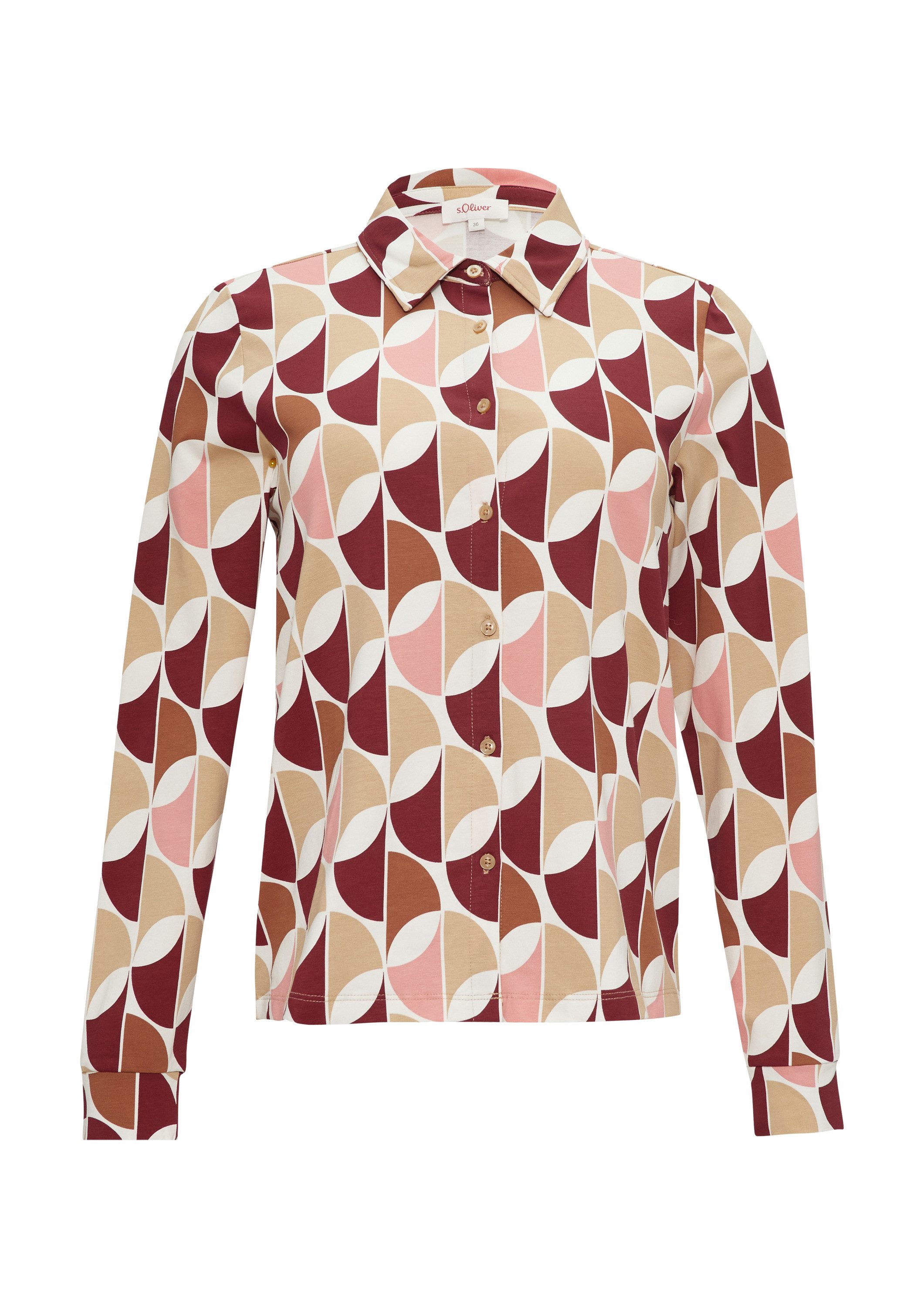 s.Oliver Langarmshirt T-Shirt Jersey-Bluse mit All-over-Print günstig online kaufen