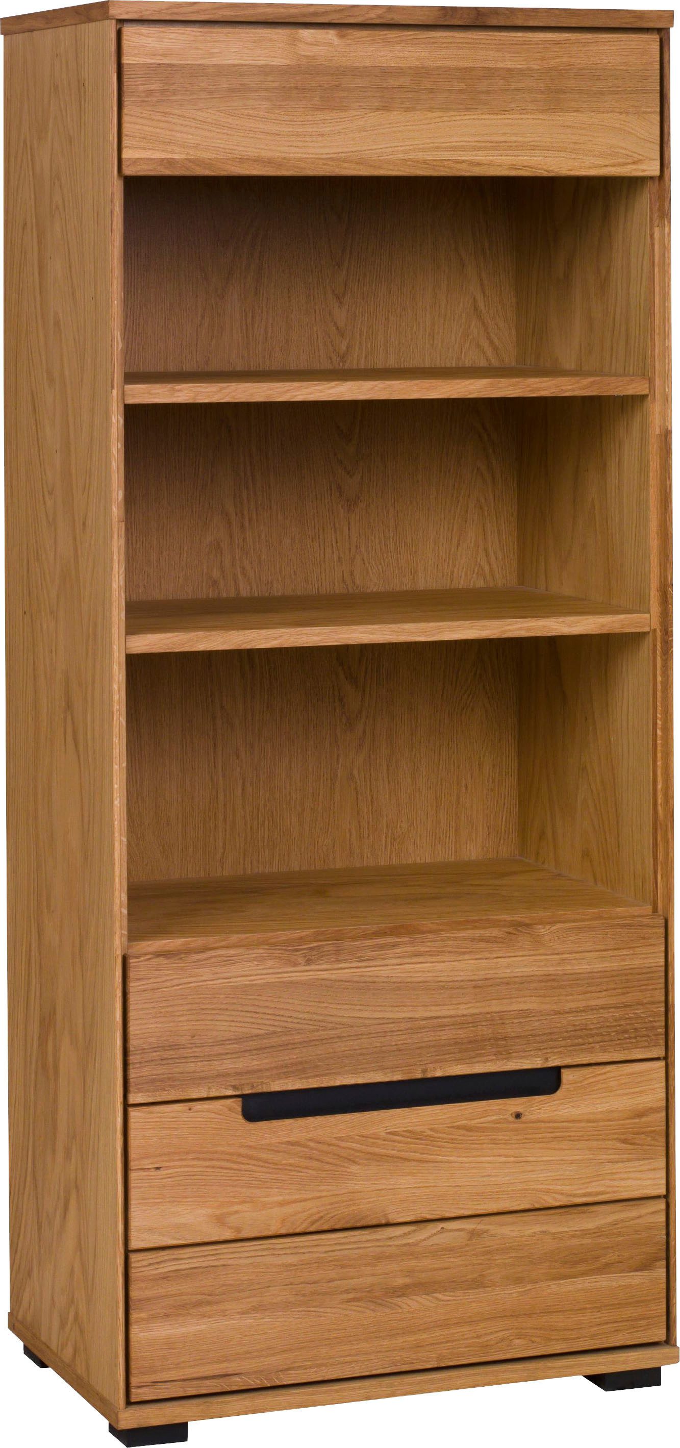 Home affaire Vitrine Vitrine LOLA B/T/H: 62,5/40,5/146,5cm Eiche teilmassiv, Türen mit dampfer