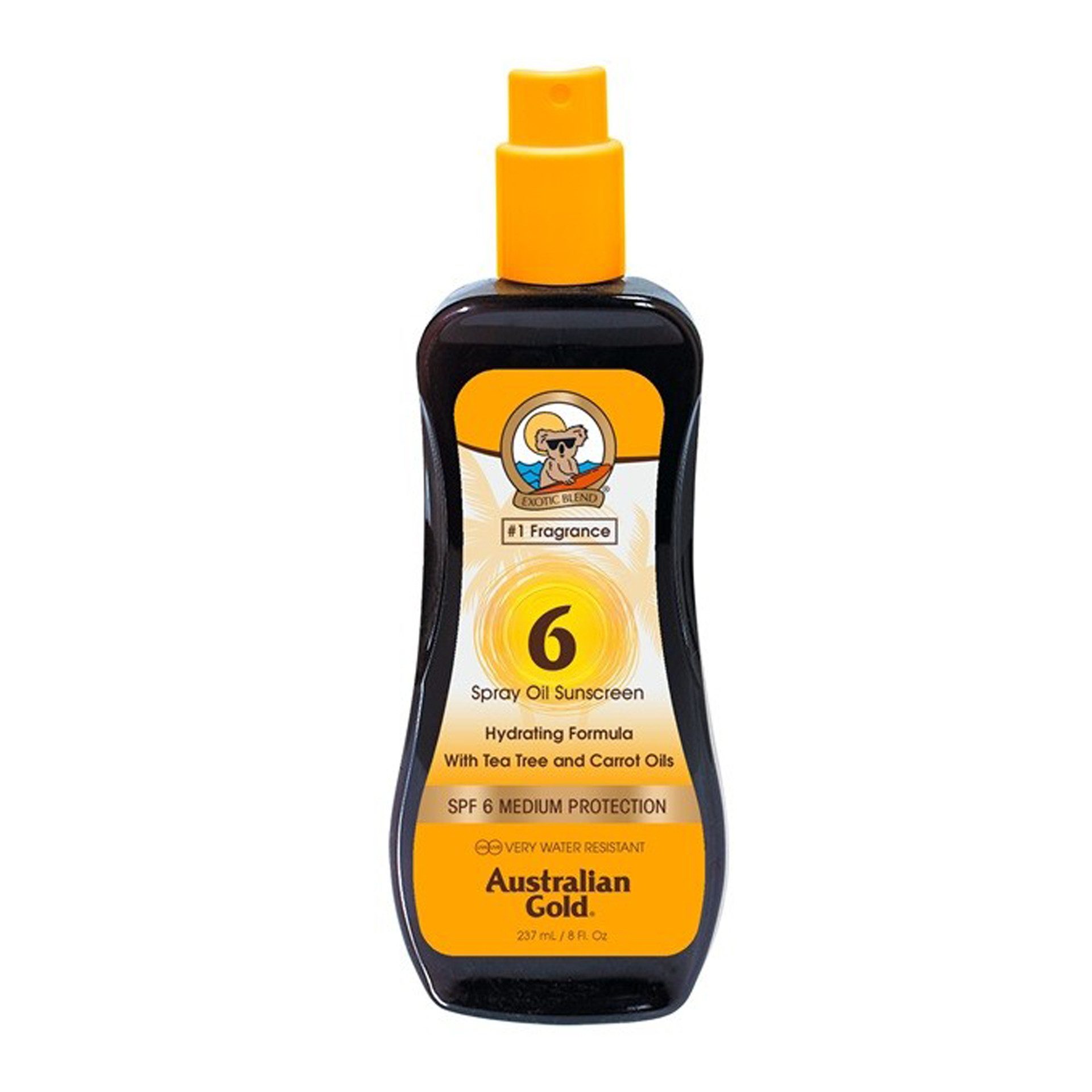 Australian Gold Selbstbräunungslotion Spray SPF 6 + Bronzer, Aloe Vera, Vitamine, Teebaum ÖL