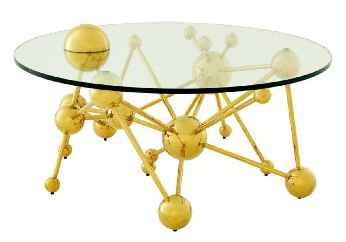 Casa Padrino Couchtisch Luxus Couchtisch Edelstahl / Glas Gold Astronomy - Art Deco Tisch | Couchtische