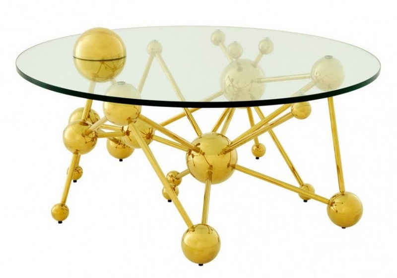 Casa Padrino Couchtisch Luxus Couchtisch Edelstahl / Glas Gold Astronomy - Art Deco Tisch
