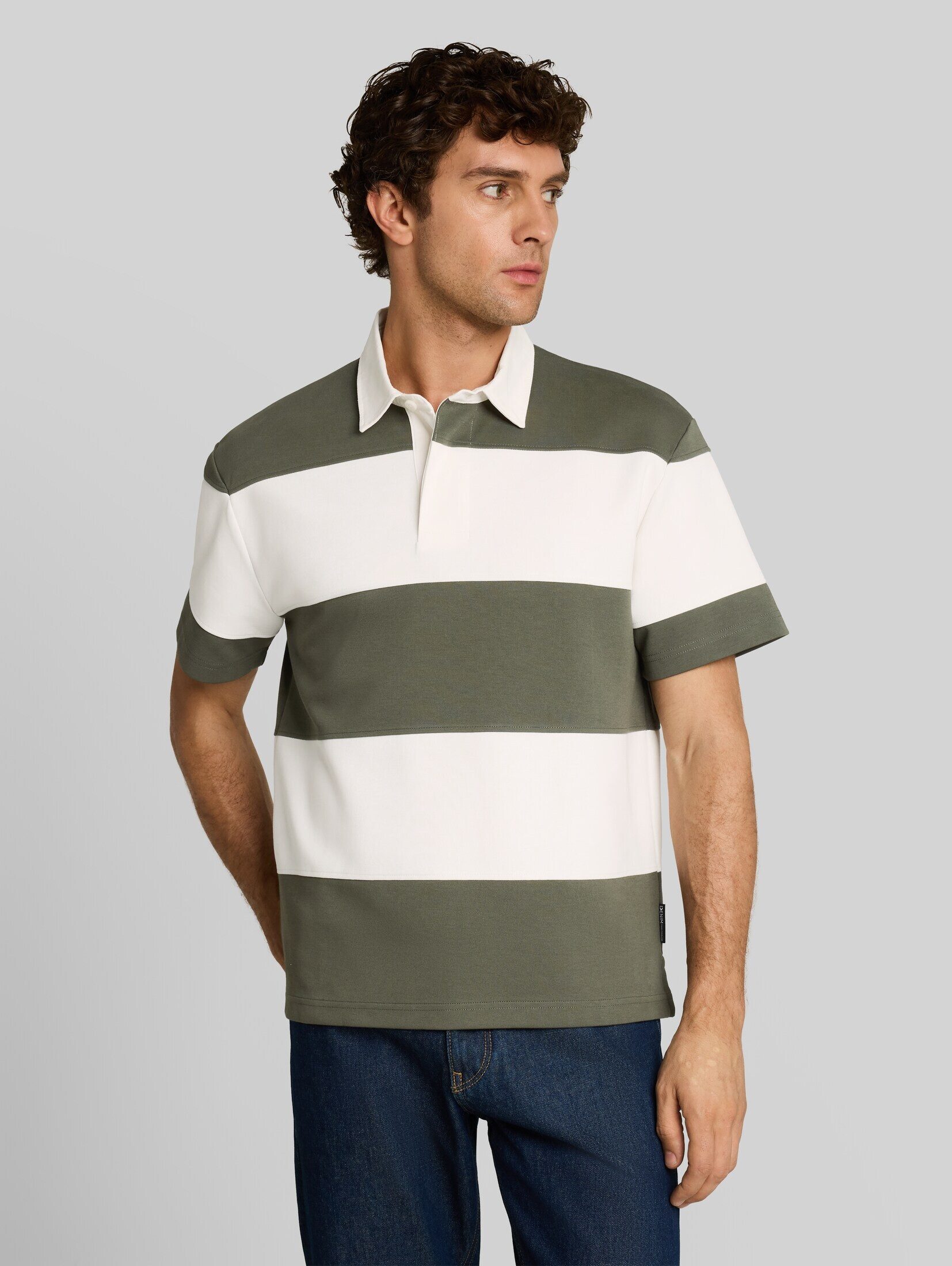 TOM TAILOR Denim Poloshirt Poloshirts (im Einserpack) Relaxed Fit Poloshirt mit Blockstreifen