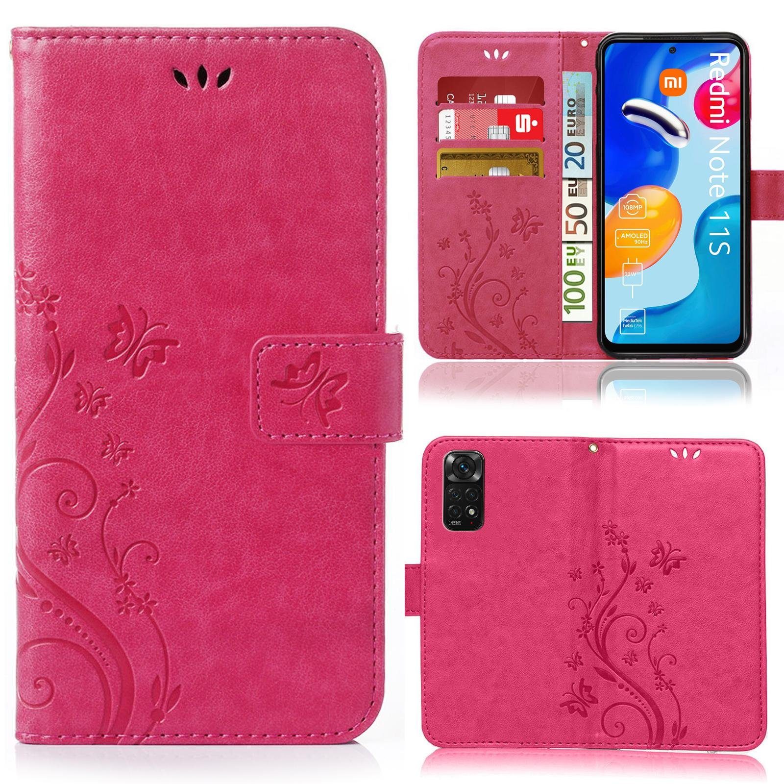 Numerva Handyhülle Bookstyle Flower für Xiaomi Redmi Note 11/Note 11s, Handy Tasche Schutzhülle Klapphülle Flip Cover mit Blumenmuster