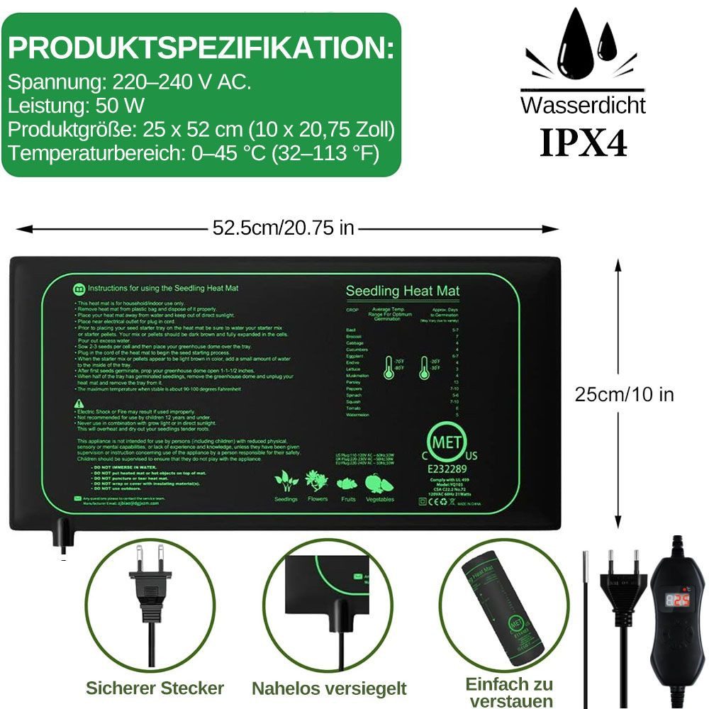 QUBEBU Heizmatten Gewächshaus Anzuchtgewächshaus Heizmatte Sämling Heizmatt günstig online kaufen