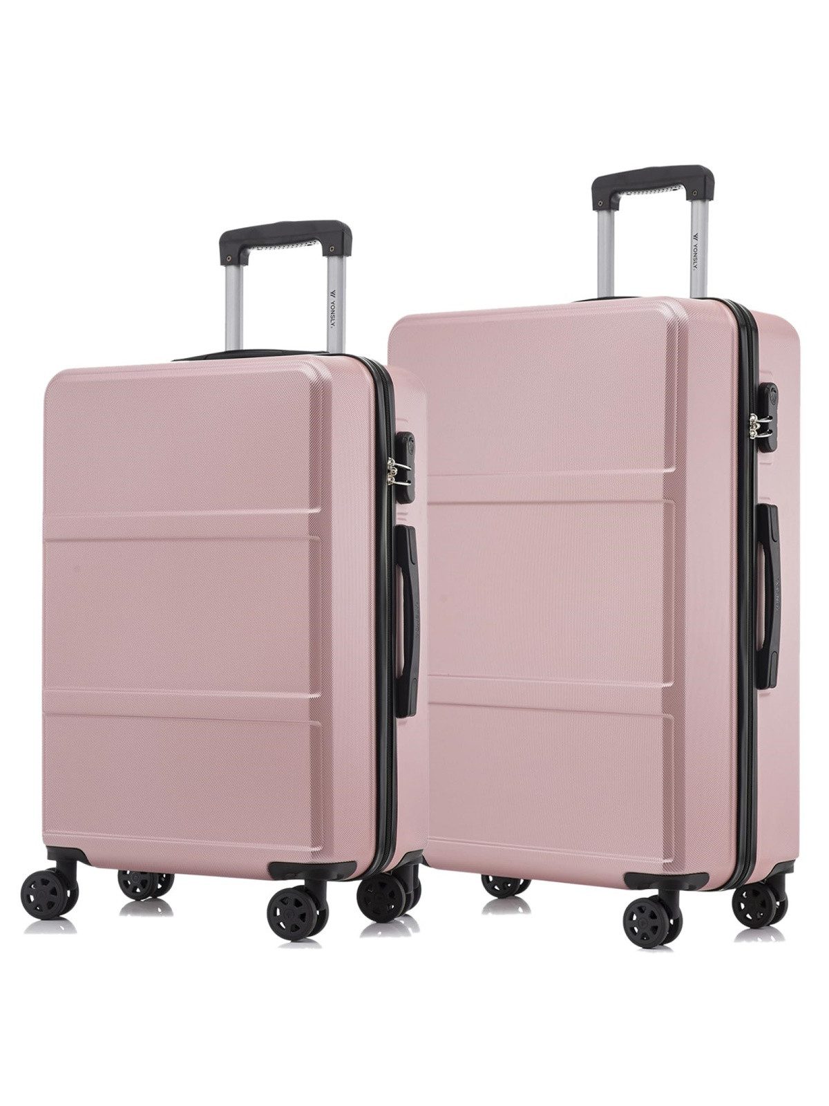 YONSLY Handgepäckkoffer Hartschalen-Reisekoffer aus ABS als Trolley-Set, 4 Rollen, mit 360°-Doppelrollen, Zahlenschloss und komfortablem Gummigriff