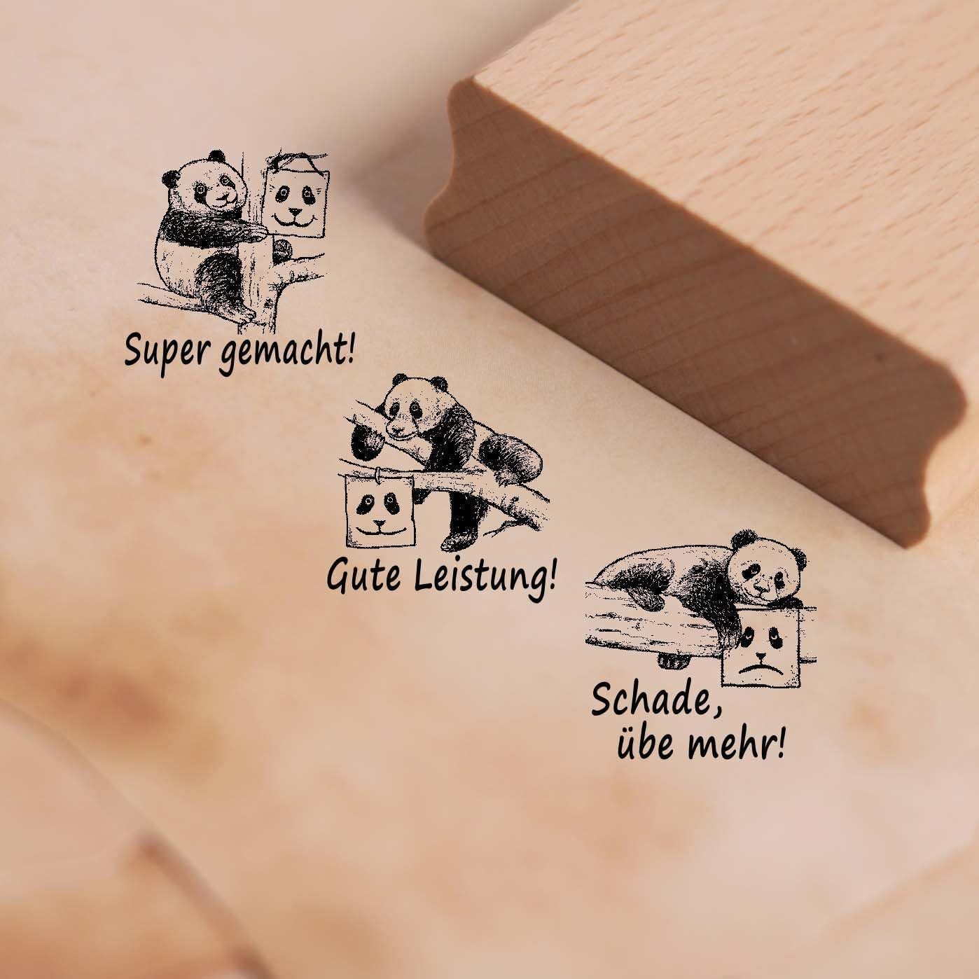 Dekolando Марки Печать учителя Pandabär im Set - 3 Motivstempel Panda mit Spruch, Schulstempel 3er Set