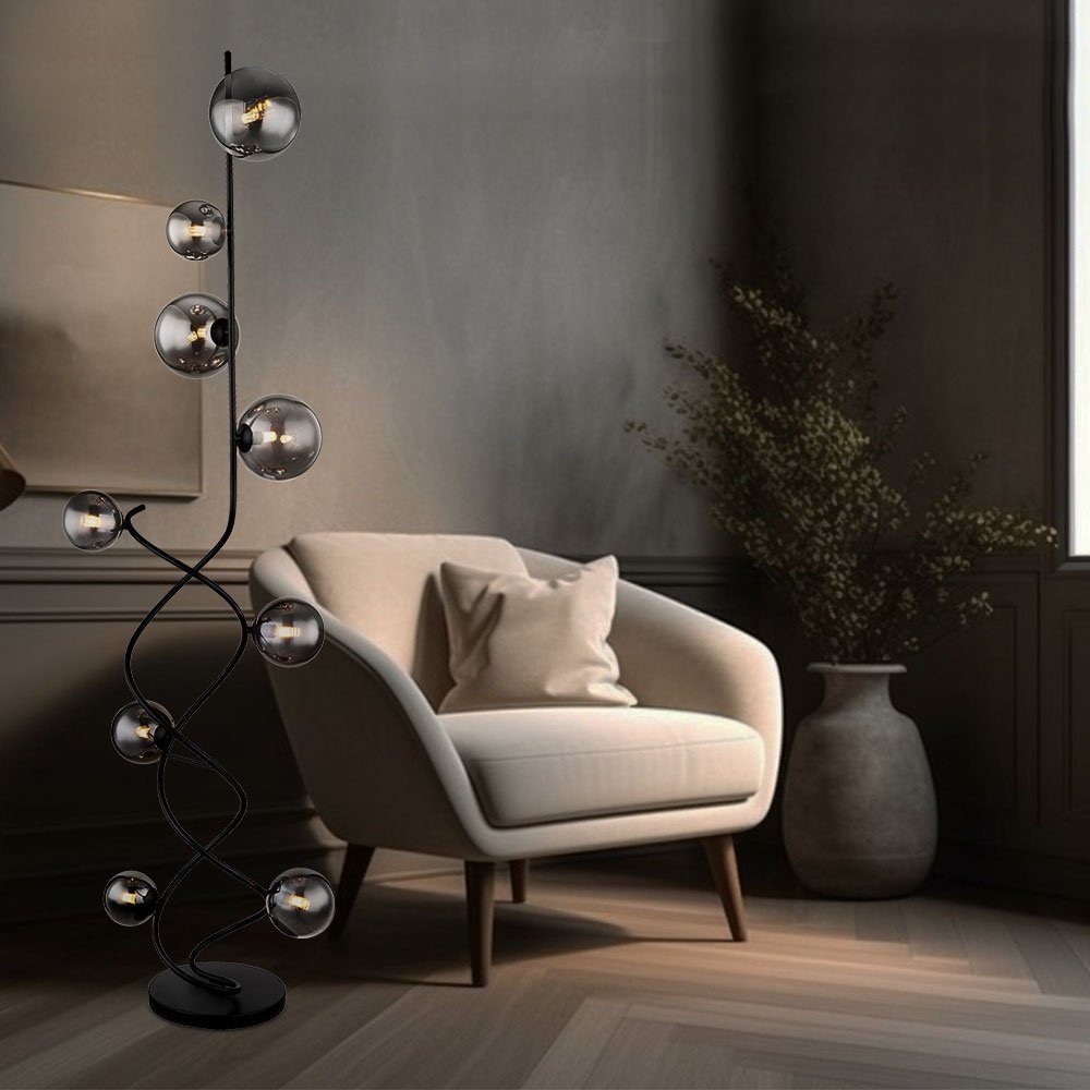 GLOBO LIGHTING LED Stehlampe, Leuchtmittel inklusive, Warmweiß, Stehleuchte Standlampe 6-Flammig LED Glas Rauchfarben H 159 cm