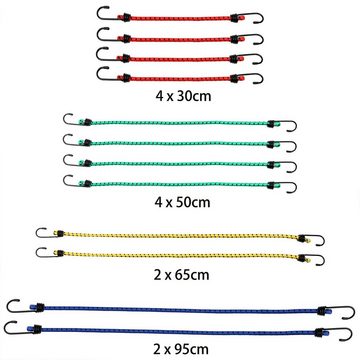 Deuba Spanngurt Deuba (12-St) Metallhaken 4 Längen 30-95cm Transportgurte Expander Spanngurte