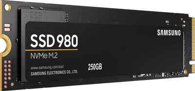 Samsung SSD 980 interne SSD (250 GB) 2900 MB/S Lesegeschwindigkeit, 1300 MB/S Schreibgeschwindigkeit, NVMe