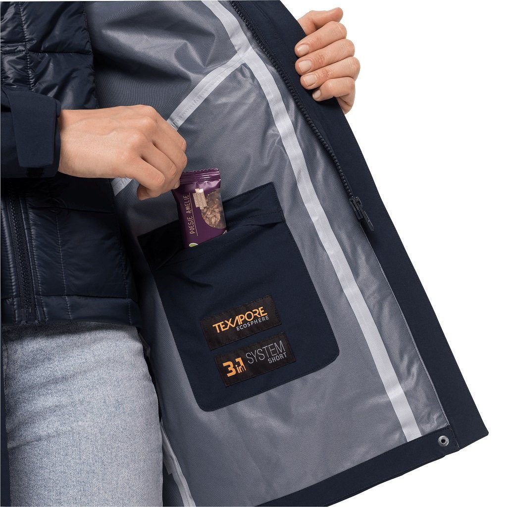 Jack Wolfskin Wintermantel Silent Wisper Parka (wasser- und winddicht, PFC-frei) dunkelblau Damen