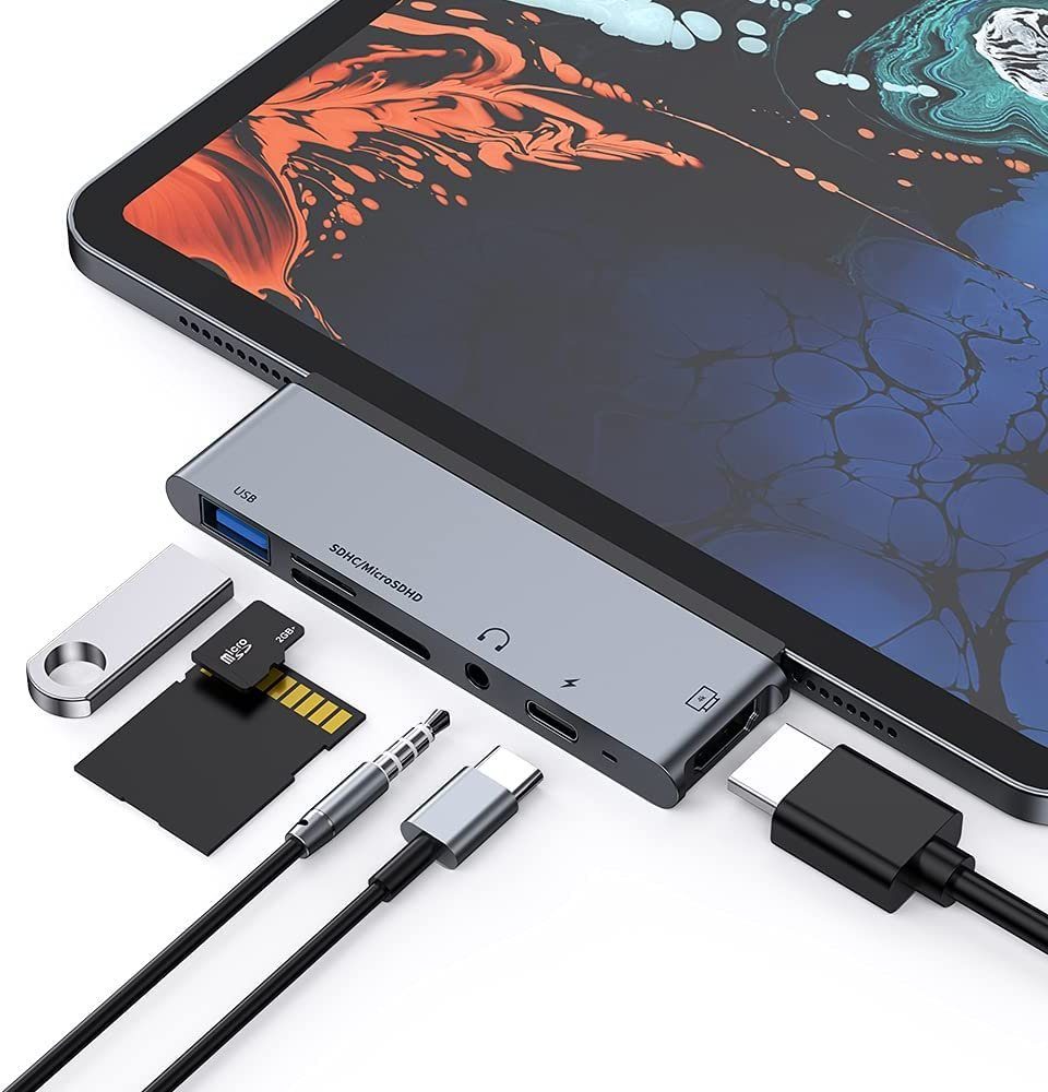USB C Hub, 6 in 1 Type C to HDMI 4K, PD Charging Port, USB 3.0 Port, Adapter
