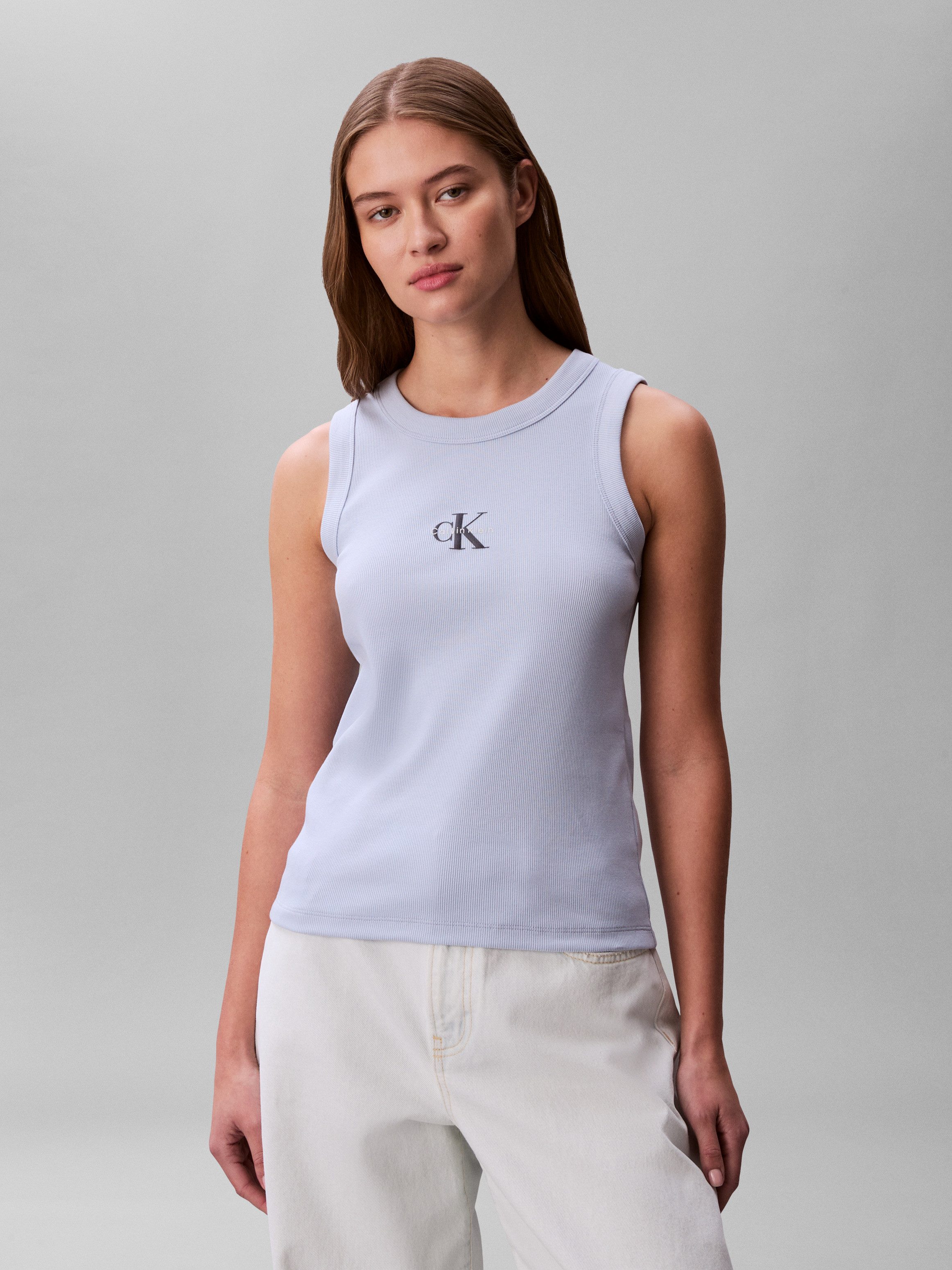 Calvin Klein Jeans Tanktop MONOGRAM RIB TANK Figurbetonte Passform mit Rundhalsausschnitt