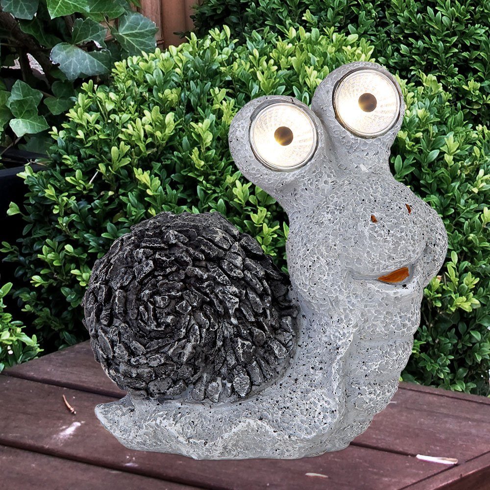 etc-shop LED Dekofigur, Schnecke Außen Solar für Gartendeko fest Figur LED-Leuchtmittel Gartenskulptur verbaut