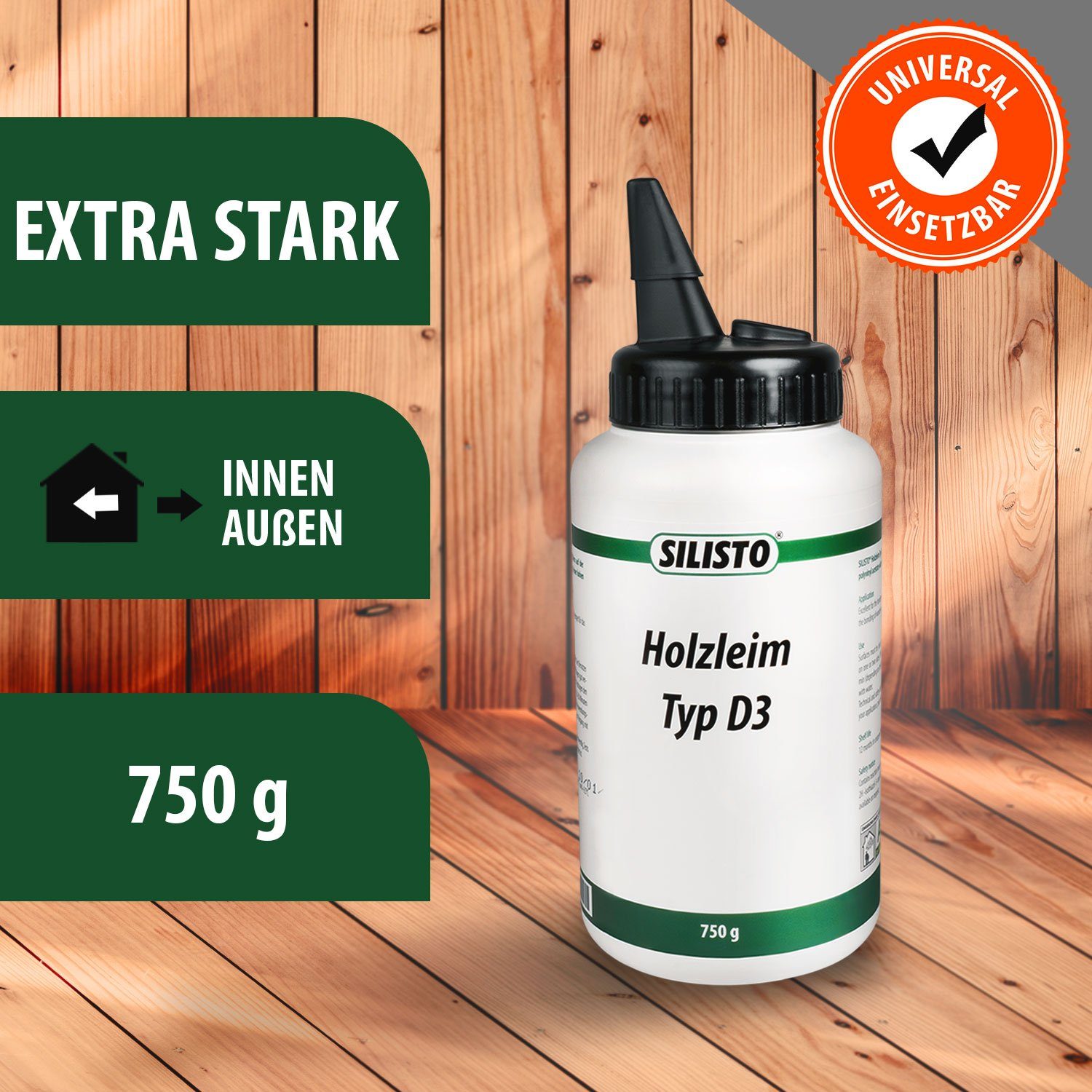 Silisto Bastelkleber Holzleim Leim Typ D3 750 g