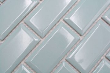 Mosani Mosaikfliesen Keramik Mosaikfliese Verbundoptik uni mintgrün pastell