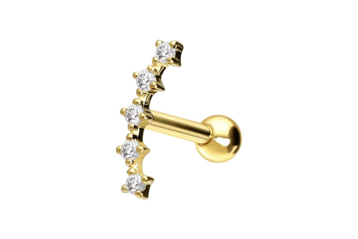 PIERCINGLINE Piercing-Set 14/18 Karat Gold Ohrpiercing 5 EINGEFASSTE MOISSA günstig online kaufen