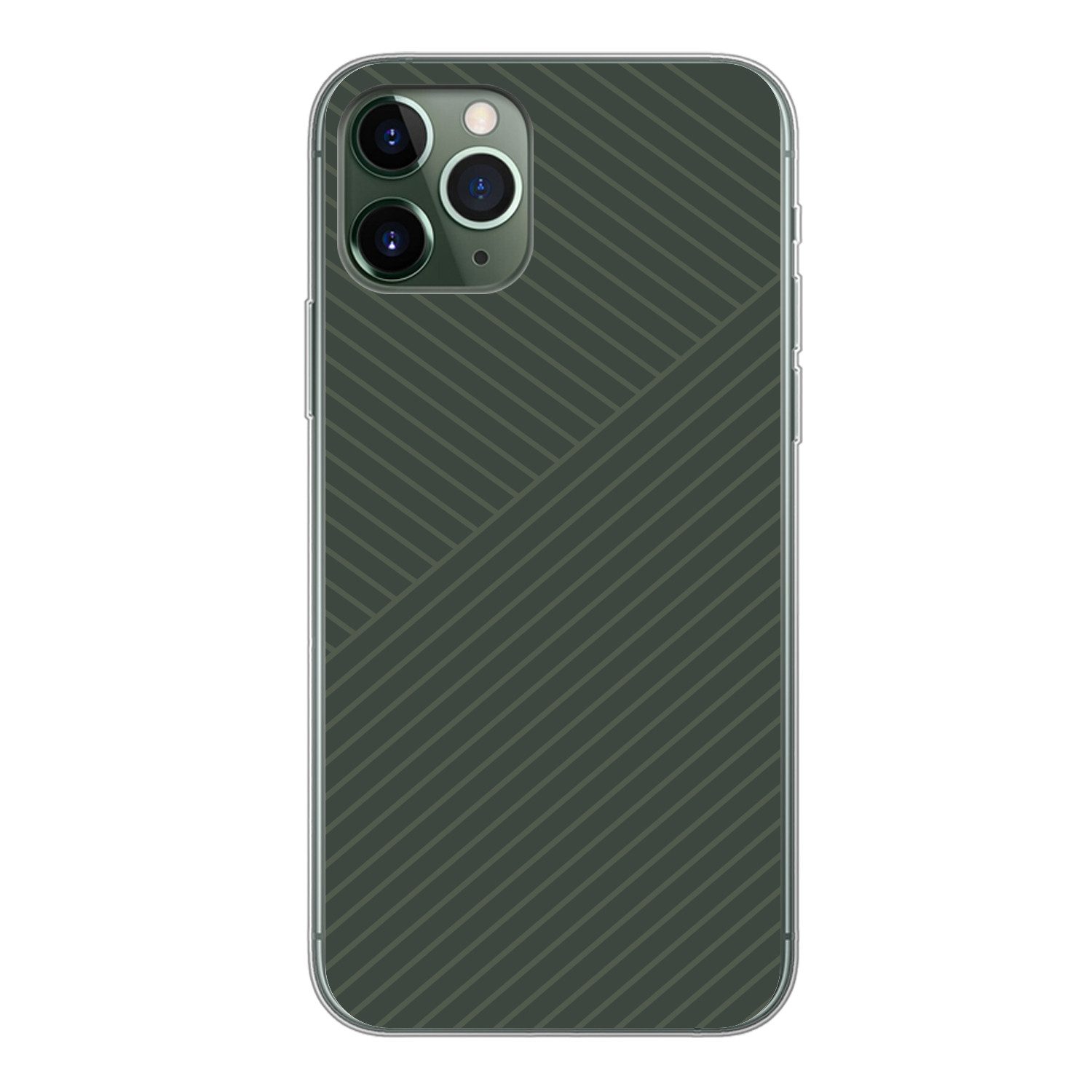 MuchoWow Handyhülle für Apple iPhone 11 Pro Linien - Abstrakt - Grün - Minimalistisch, Smartphone-Bumper, Print, Handy Schutzhülle Dünn