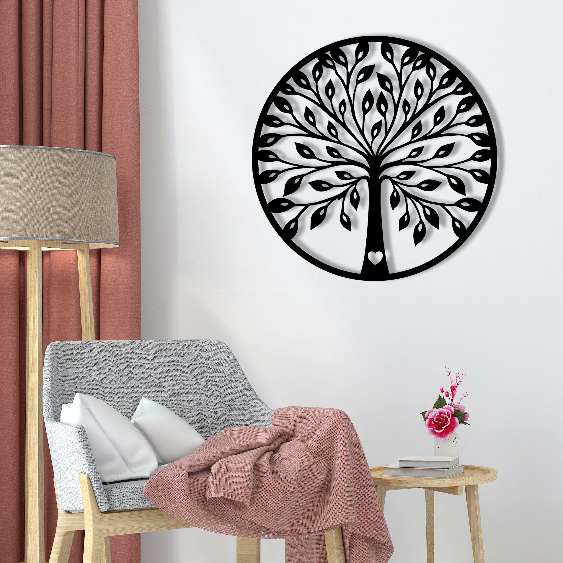 Wallity Wanddekoobjekt ENZ1269, Schwarz, 58 x 58 cm, 100% Metall