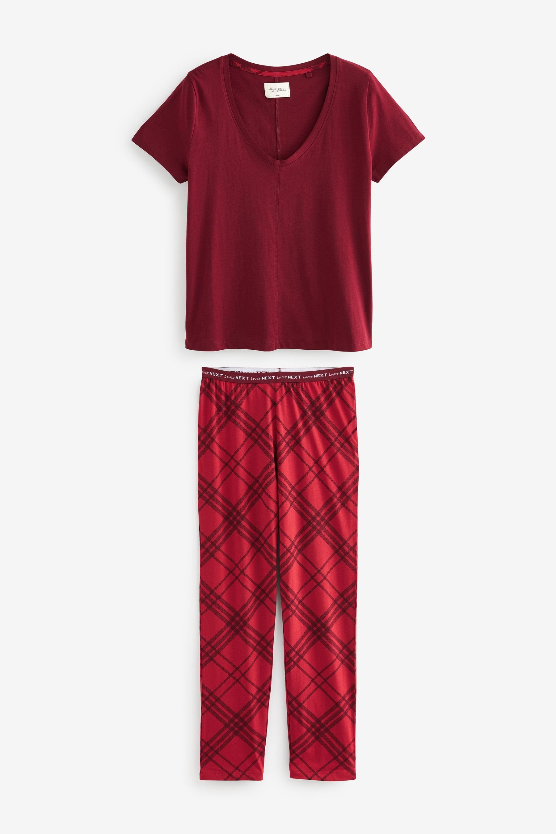 Next Pyjama Kurzärmeliger Baumwoll-Pyjama (2 tlg) Red Check