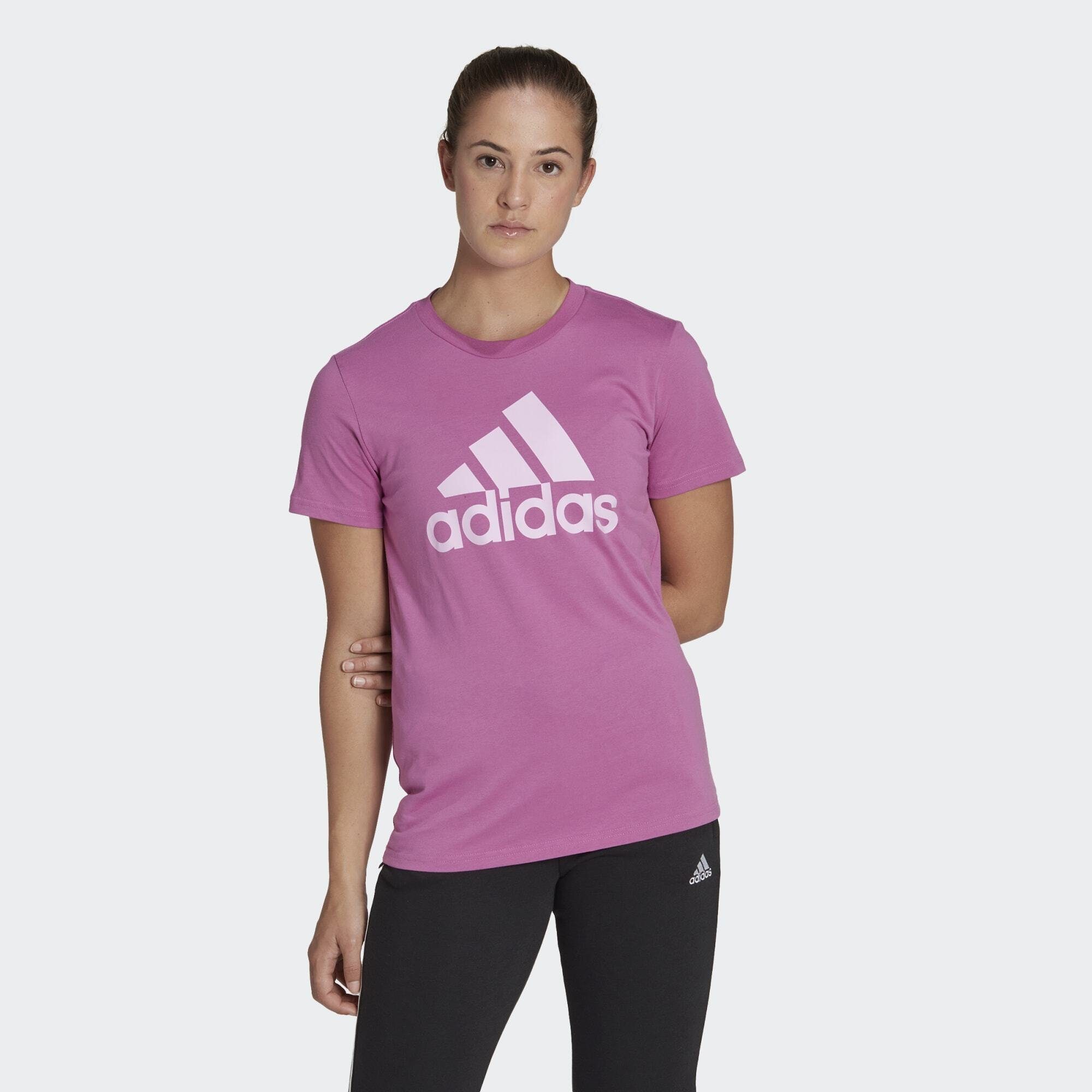 adidas Sportswear T-Shirt LOUNGEWEAR ESSENTIALS LOGO T-SHIRT Semi Pulse Lilac / Bliss Lilac