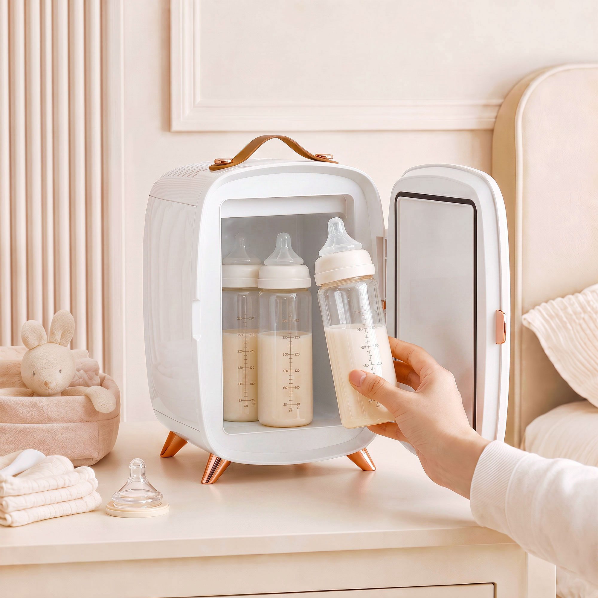 HOMCOM Kühlbox Mini Kühlschrank 6 Liter mit LED Spiegel, Kühlfunktion, für Kosmetik, Getränke, Obst, Weiß – Bild 4 von 5