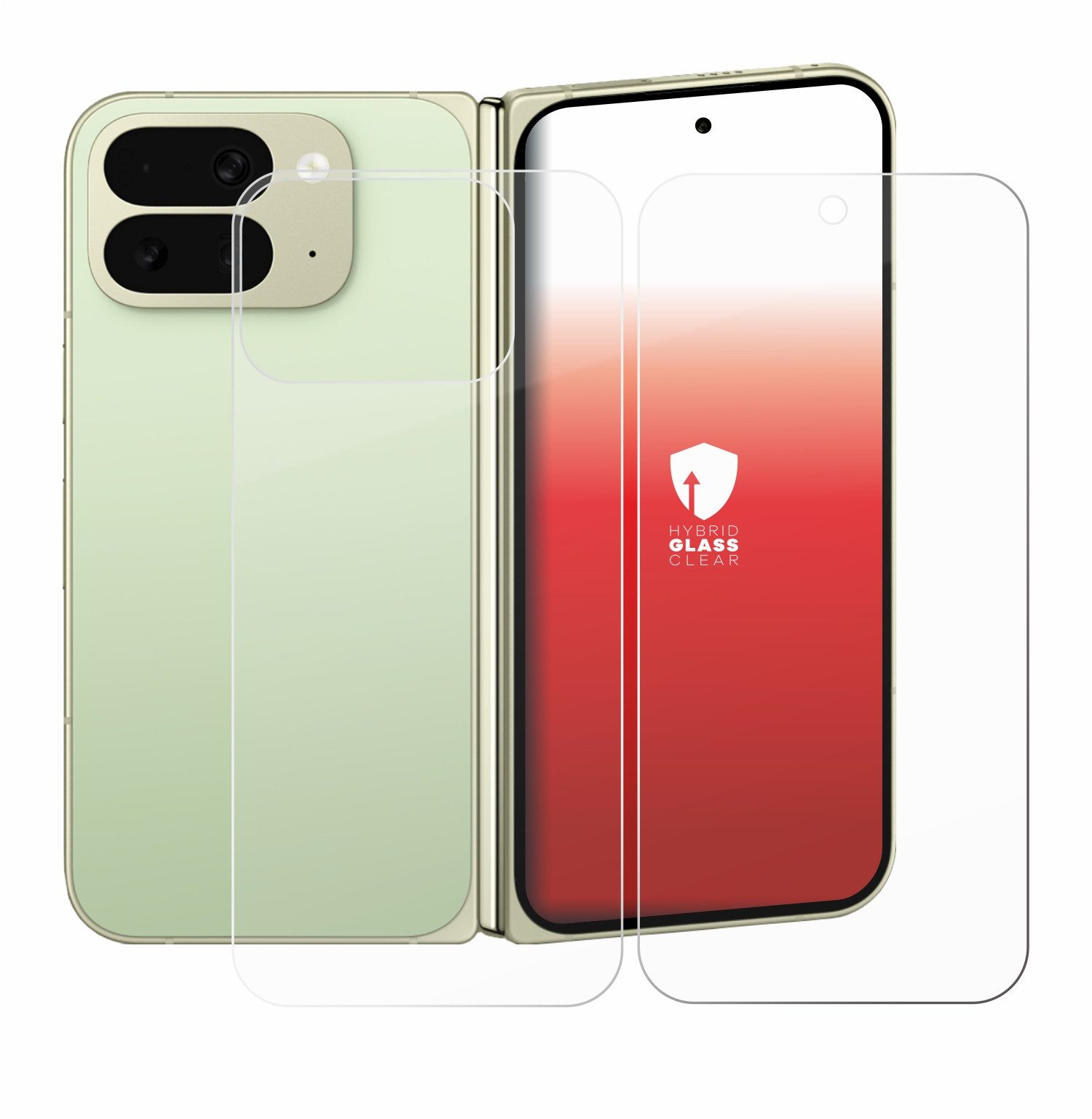 upscreen Displayschutzglas Folie für Google Pixel 10 Pro Fold (Display+Rückseite), Schutzfolie Glas Panzer Display Schutz klar