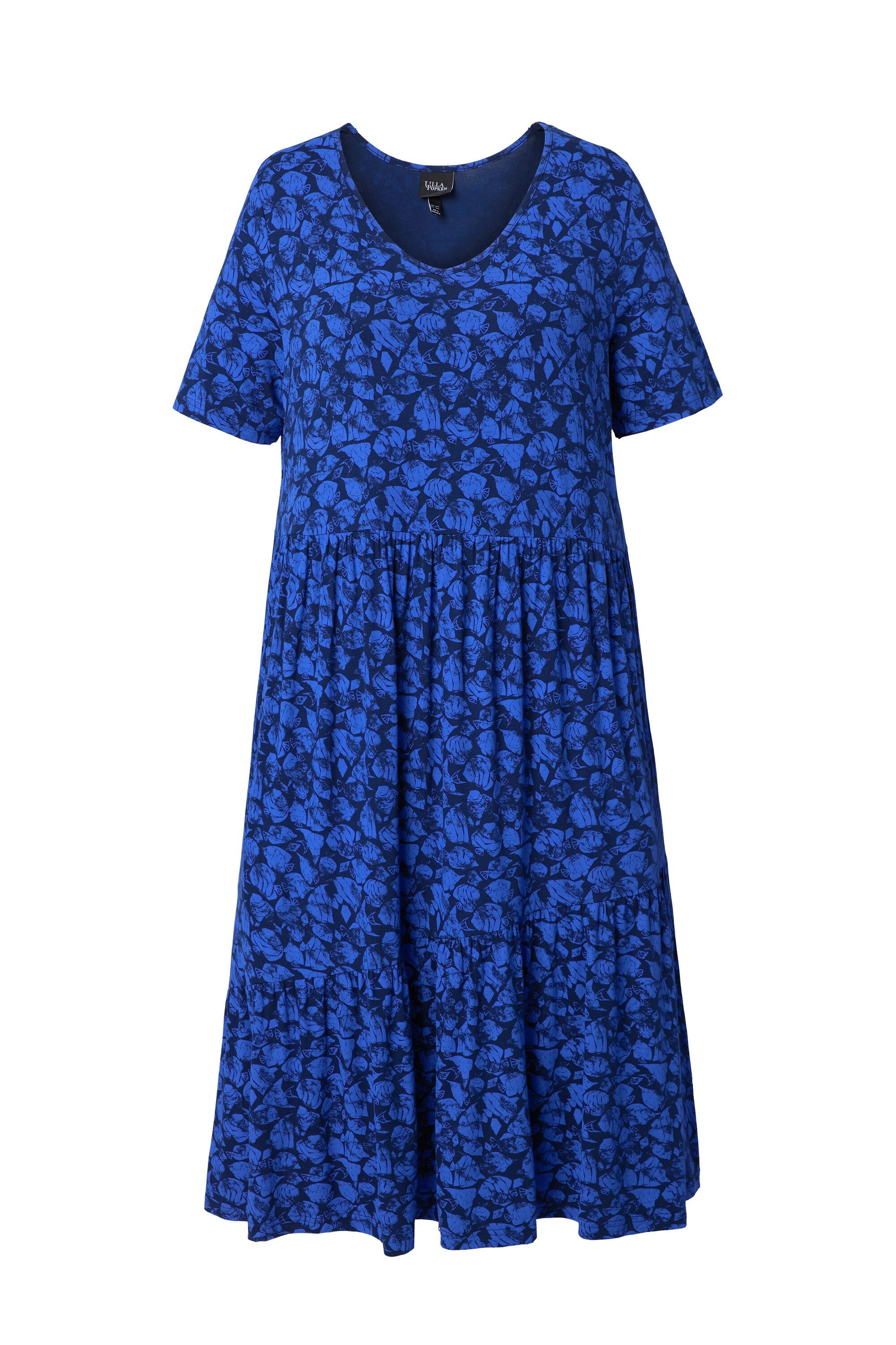 Midikleid Jerseykleid Volants A-Linie V-Ausschnitt Halbarm