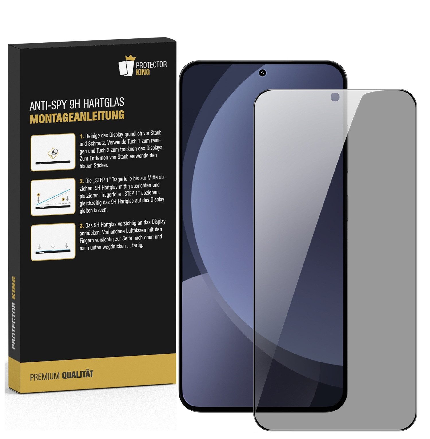 Protectorking Displayschutzfolie 6x Blickschutz 9H Panzerglas Full-Screen Anti-Spy matt Hartglas für Samsung Galaxy S24, 5 Stück, Displayschutzfolie, Schutzfolie, Bildschirmschutz, kratz- & stoßfest