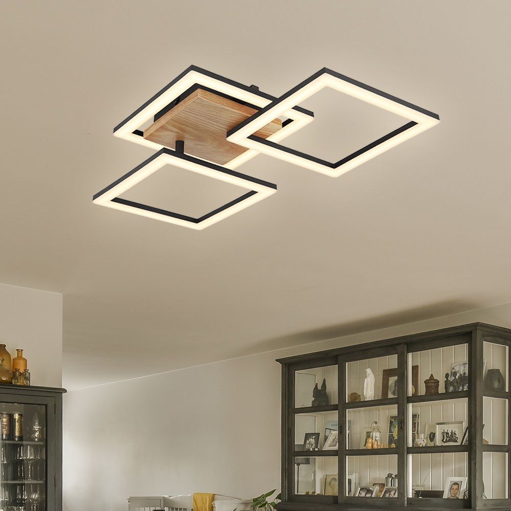 etc-shop LED schwenkbar LED Deckenlampe Wohnzimmerleuchte LED-Leuchtmittel verbaut, Deckenleuchte Deckenleuchte, Warmweiß, fest Holz
