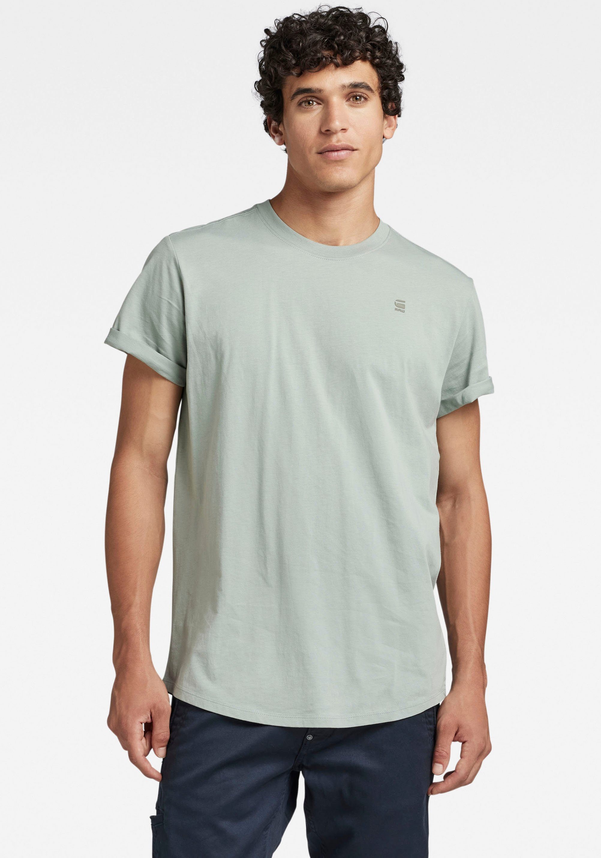 G-Star RAW T-Shirt Lash mit kleinem Logo Stitching iceberg green