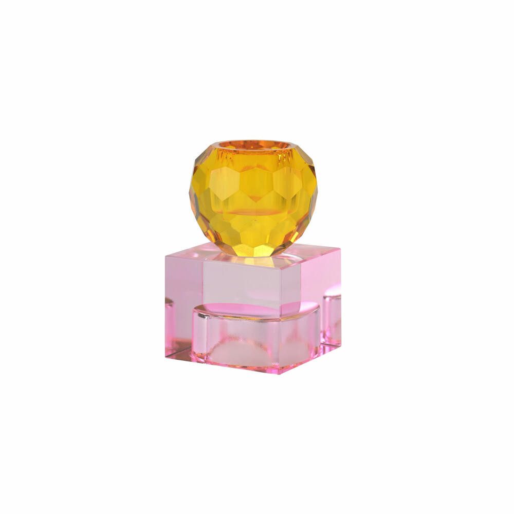 Giftcompany Kerzenhalter Sari Kugel Cube, Orange, Hellrosa, H 8 cm