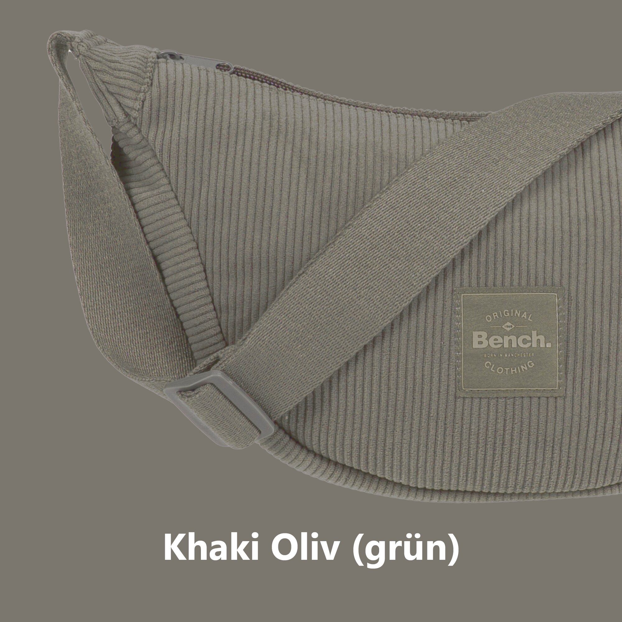 Bench. Handtasche Crossbag Moon Bag Schultertasche Slingbag Medium, Damentasche Damen Freizeittasche Mond Form Cord 64230 + Etui