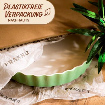 Praknu Auflaufform Tarteform - ø 28cm Hoher Rand - Form für Quiche, Pie, Backform Rund, Porzellan - Keramik, (1-St), Mit Antihaftbeschichtung - Einfach zu Reinigen - Plastikfrei Verpackt