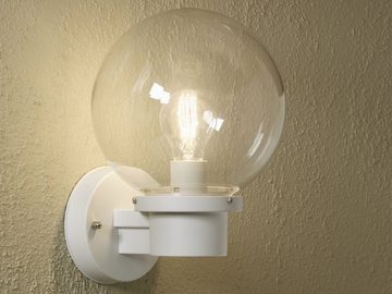 KONSTSMIDE LED Außen-Wandleuchte, LED wechselbar, Warmweiß, Terrassenleuchten Hauswand mit Dämmerungsschalter, Weiß H: 29cm
