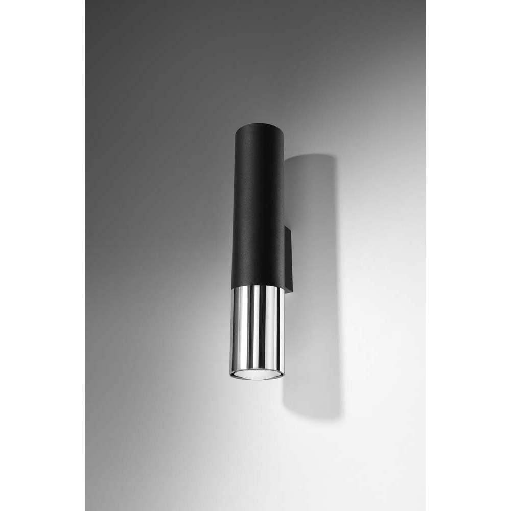 etc-shop Wandleuchte, cm Wandleuchte Schwarz Chrom Wandlampe Stahl Wohnzimmer 29 H