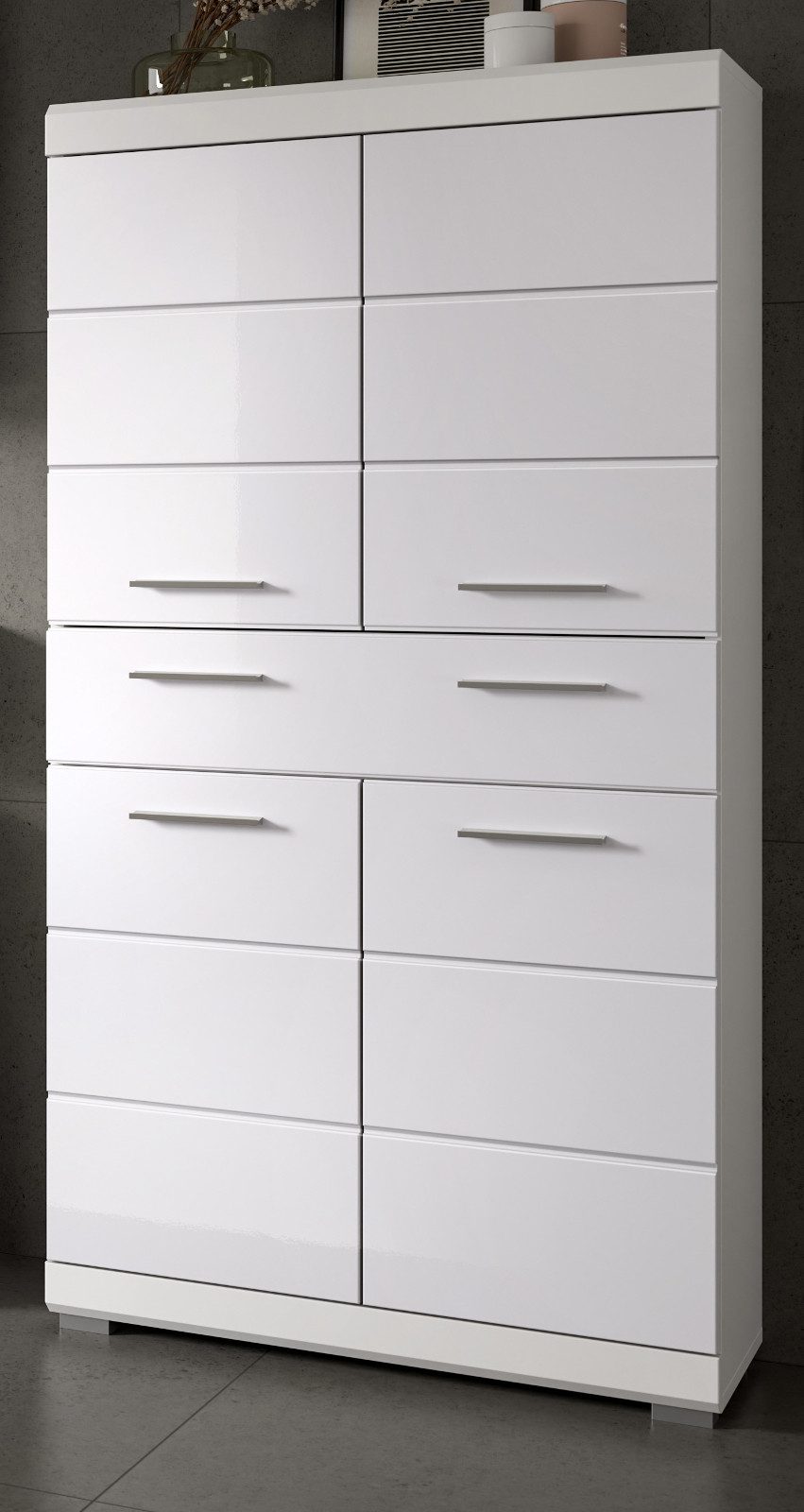 Inn.Furn Midischrank Shawn (Badschrank in weiß Hochglanz, 4-türig, 74 x 141 günstig online kaufen